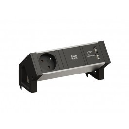 Bachmann 902.705 Desk 2 Gehäuse mit 1x Strom, USB Charger 2-fach, schwarz