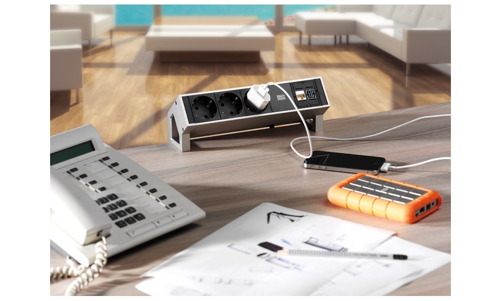 Bachmann Desk 2 Strom USB-Ch LAN weiss